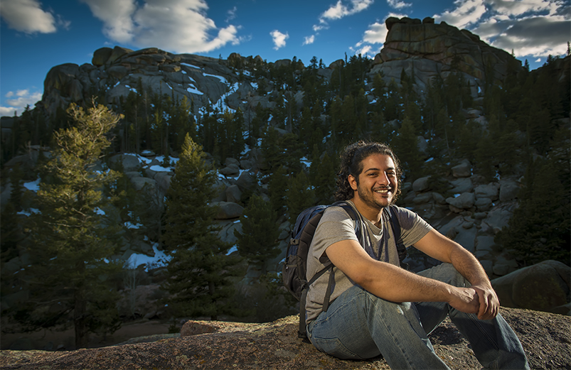 Student sitting at Vedauwoo 