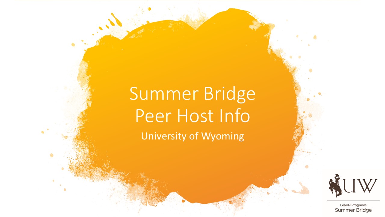 Summer Bridge Peer Host Info, intro slide