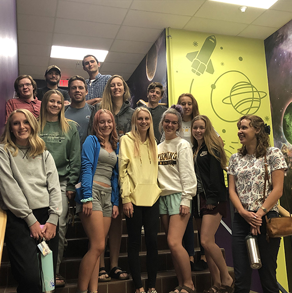 Honors students pose in front of the Planetarium during the 2019 Summer Bridge