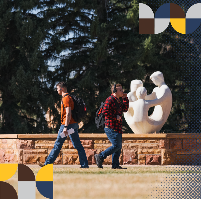 students walking on campus