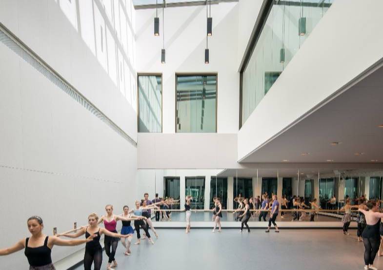 Photo of dancers rehearsing in Mel Cox Dance Studio