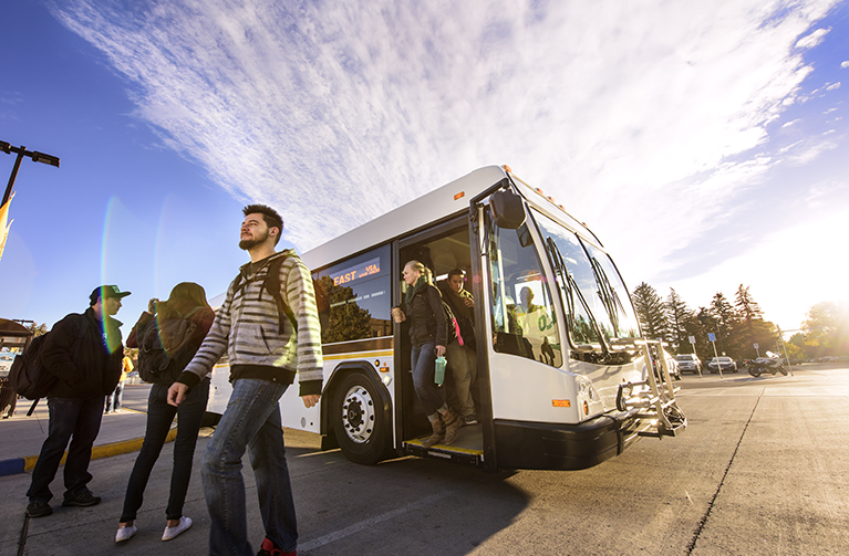 Students departing bus