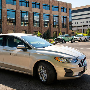 Car Rental Vehicle Parked on Campus