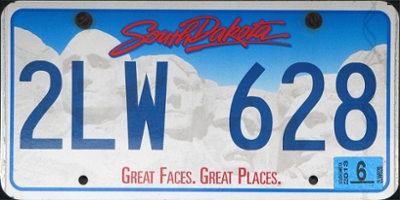 South Dakota License Plate