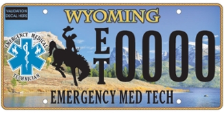 wyoming EMT license plate example