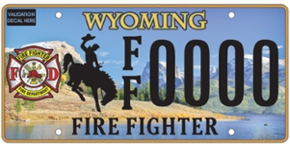 wyoming fire fighter license plate example