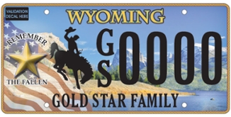 wyoming gold star family license plate example