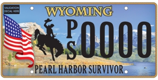 wyoming pearl harbor survivor license plate example