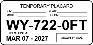 Temporary License Plate