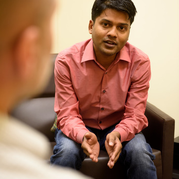 Counselor talking to patient