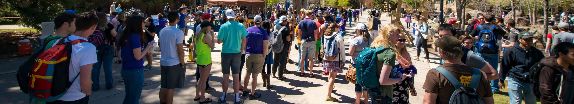 People gathered on campus 