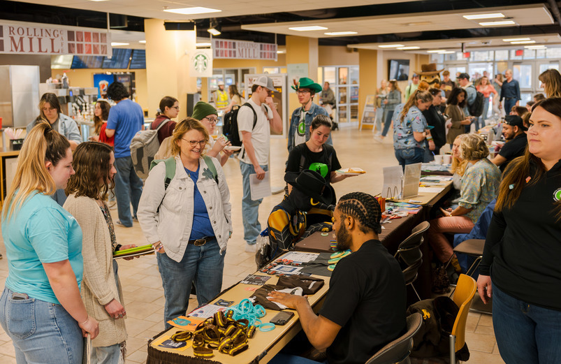 The Wyoming Union Breezeway is filled with UW students, staff, faculty and visitors, socializing with one another and checking out what different tables are offering.