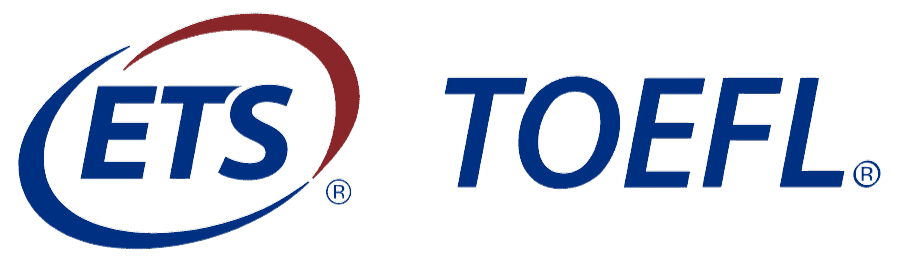 gre toefl logo - blue and red