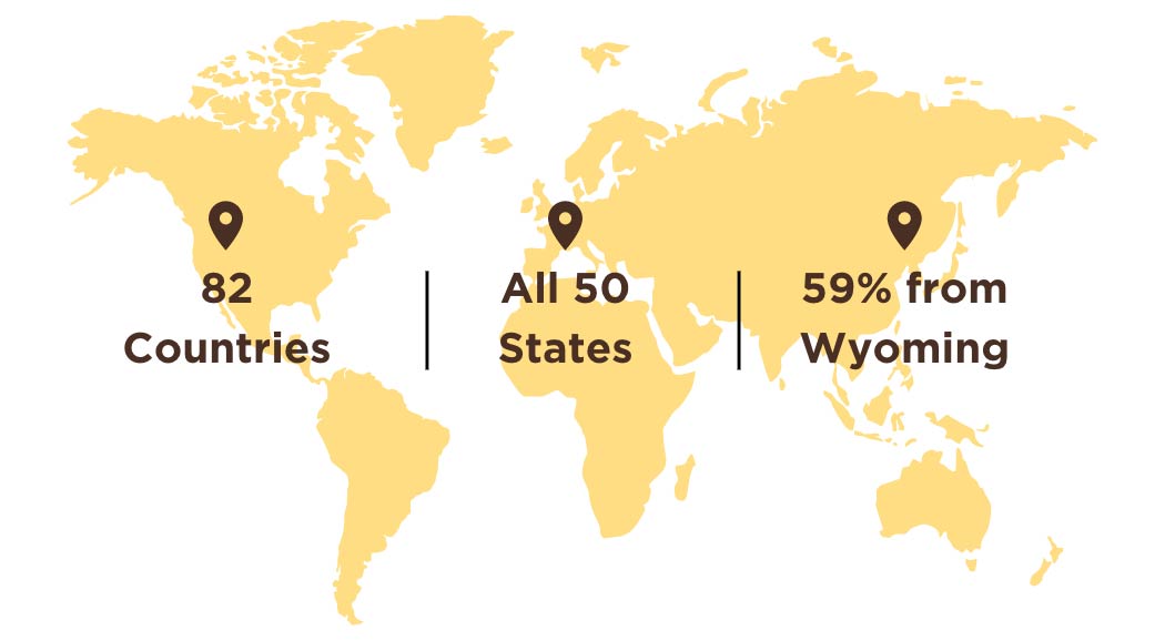 A map of the global footprint for UW's student population