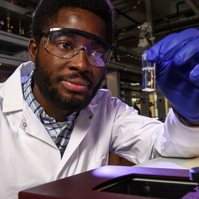 Student in science lab