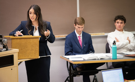 UW College of Law students participate in a mock trial.