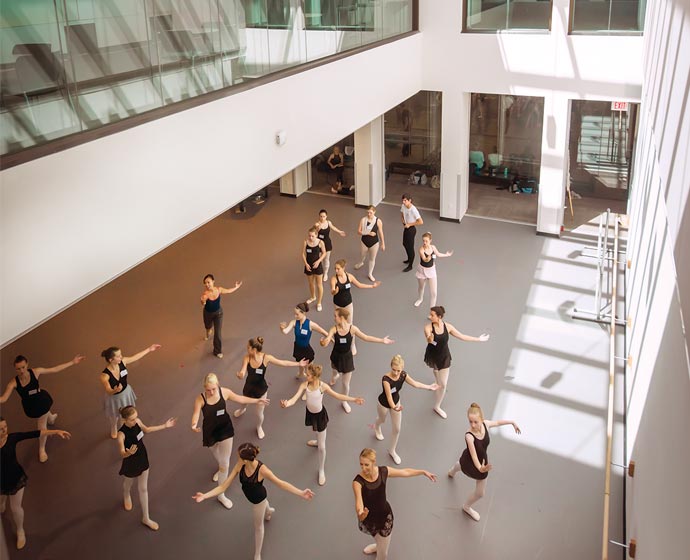 dancers practicing in Buchanan Center