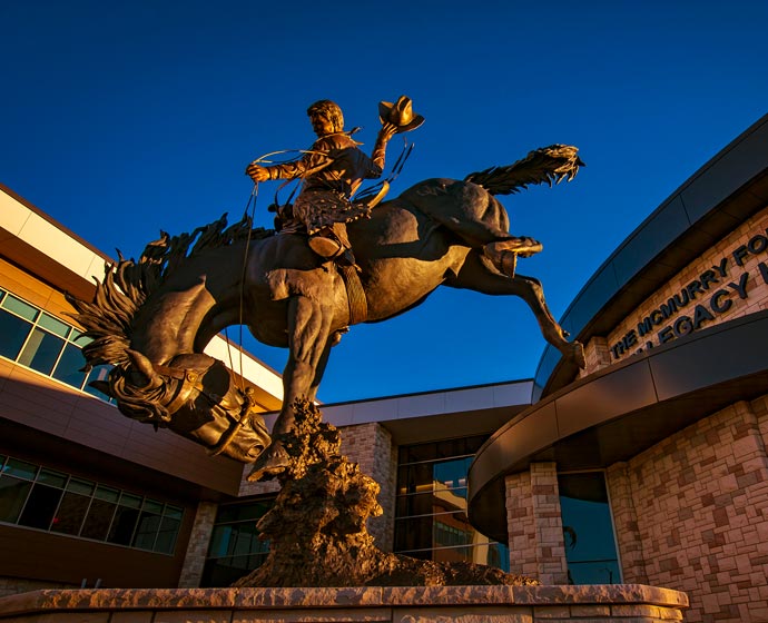 statue at entrance to Gateway Center