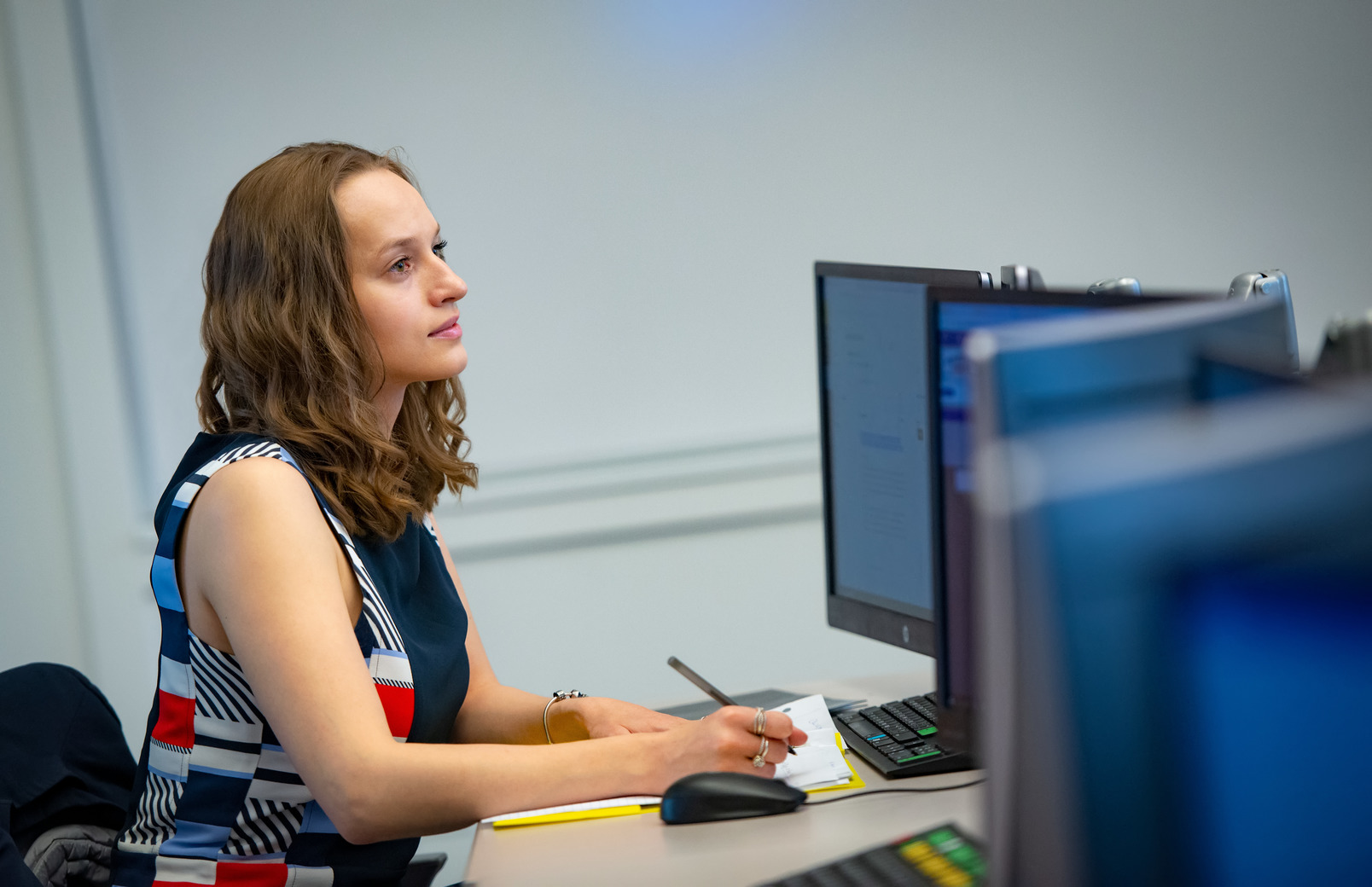 Student in class on computer