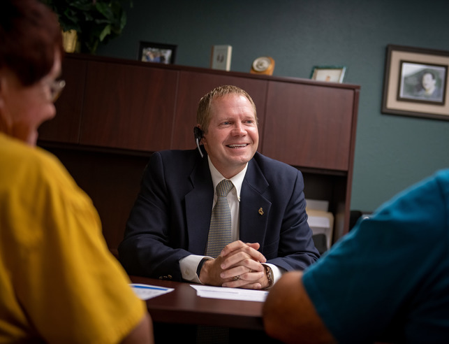 Accountant with clients