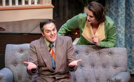 Two student actors performing a scene