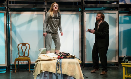 Two student actors performing a scene