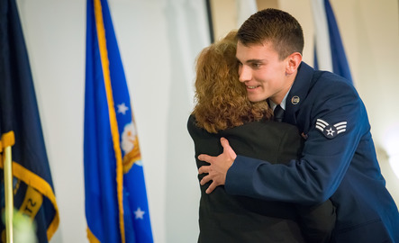 An ROTC student is sworn in to duty.