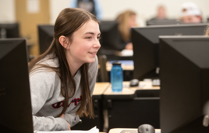 Student working at computer