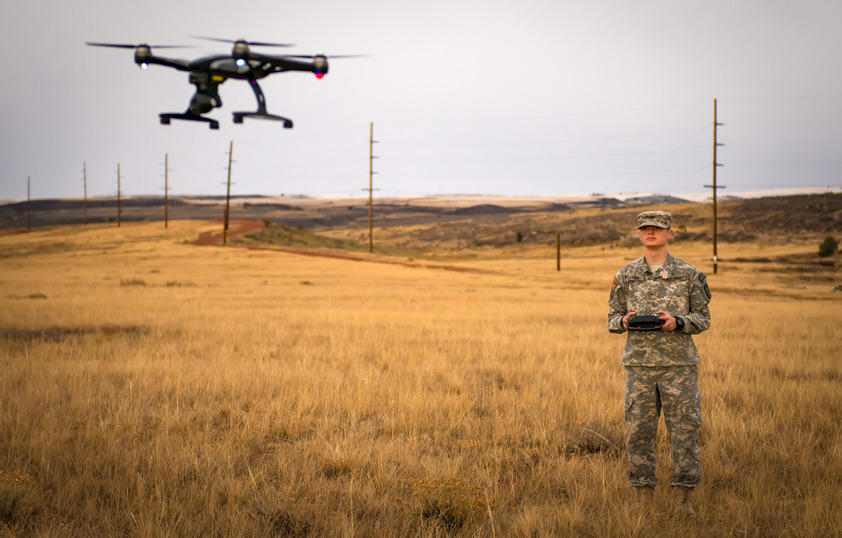 Student flying drone