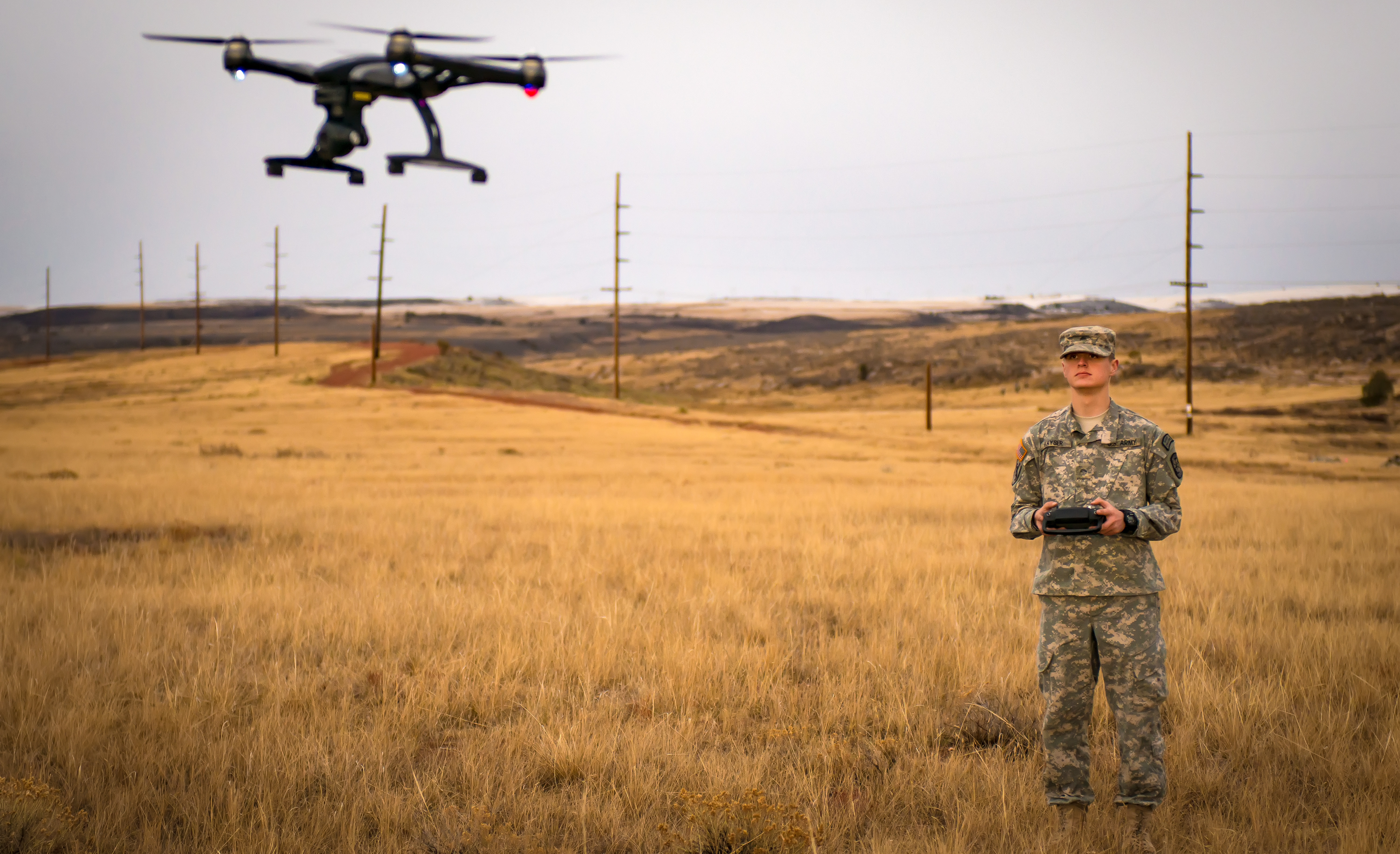 Student flying drone