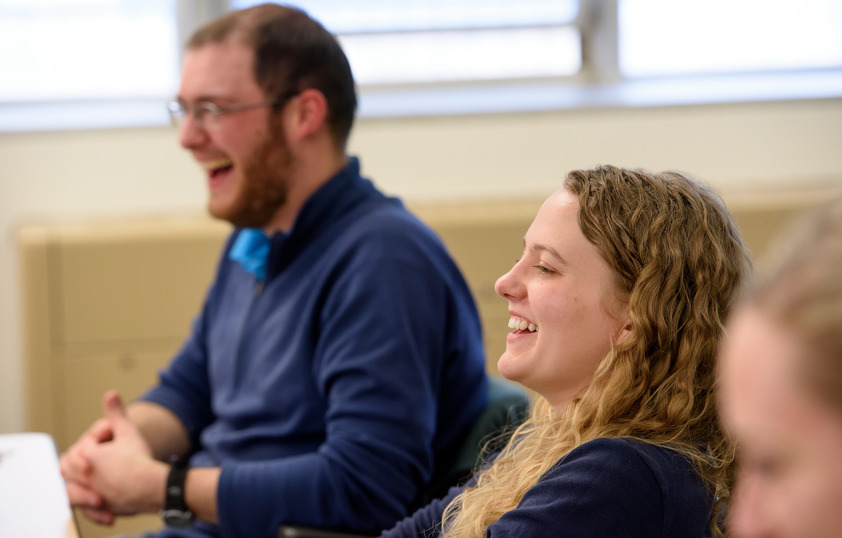 Students laughing during class
