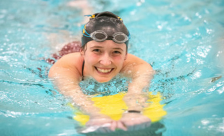 Swim team member in the pool