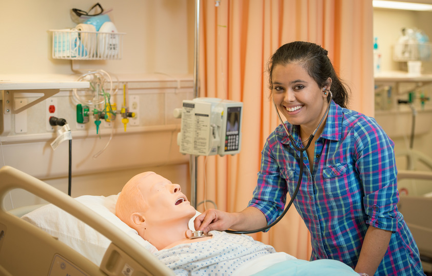 Student working in the Clinical Simulation Center