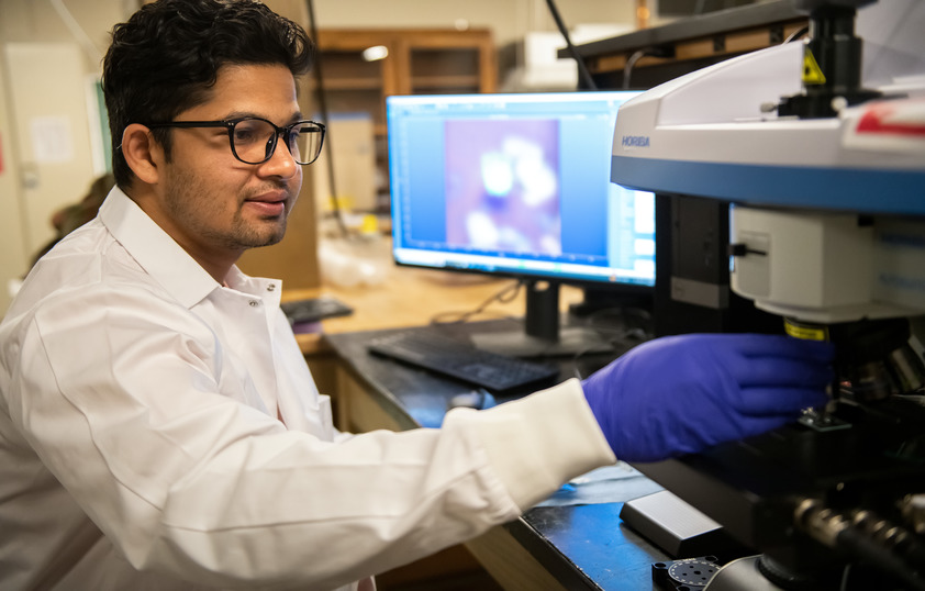 Student in lab