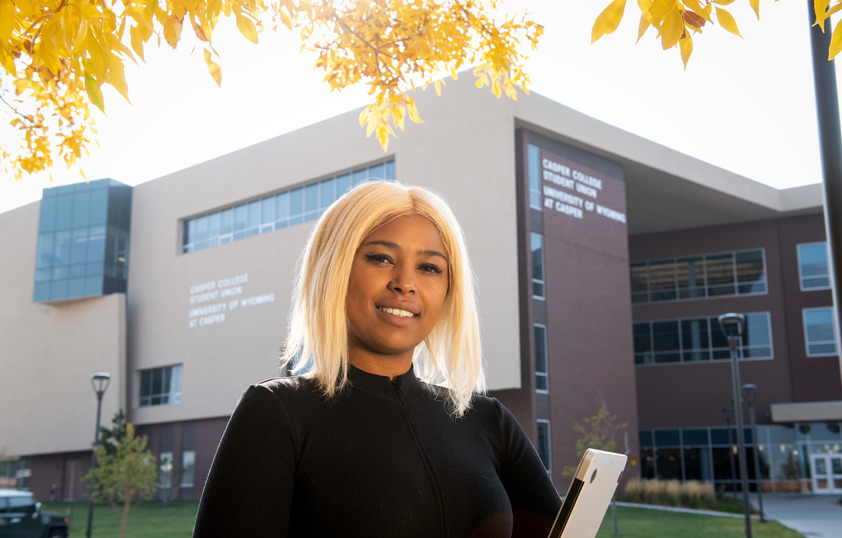 Student posing outside of UW Casper