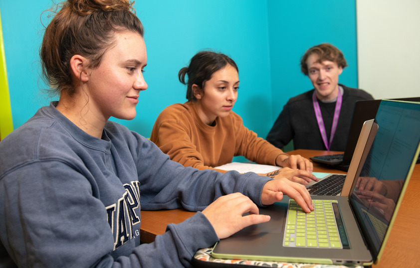 Students working on computers