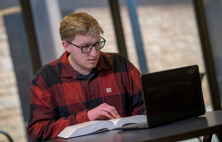 Student working on laptop