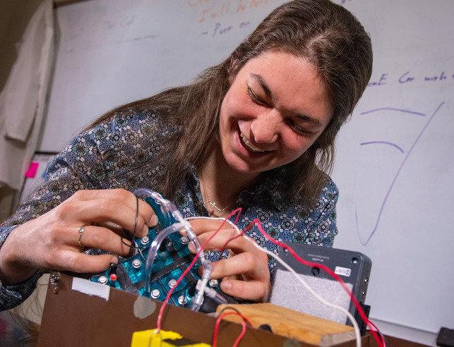 A chemical engineering student in a lab