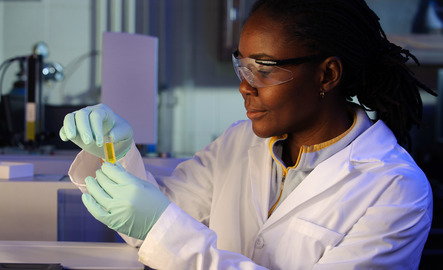 Chemistry student working in a lab