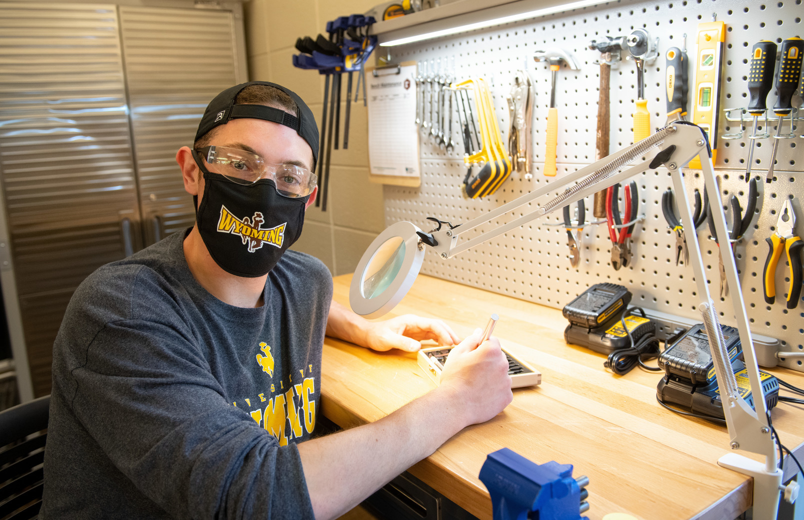 A student with tools