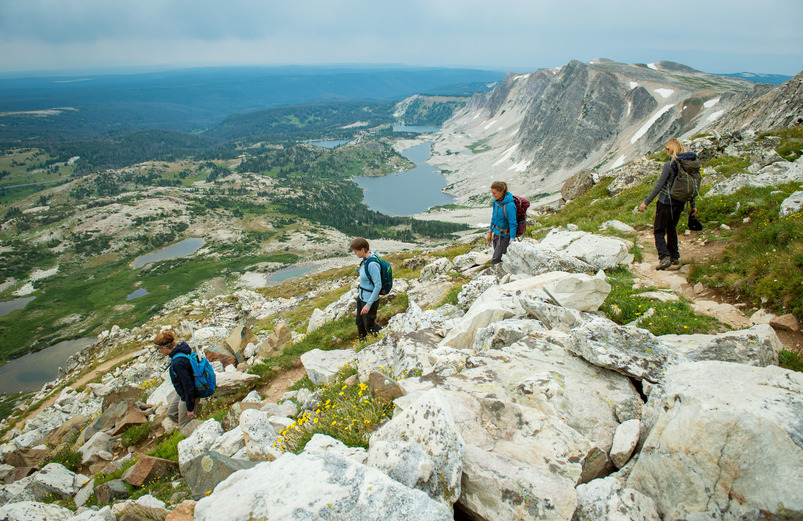 Four people on a hike