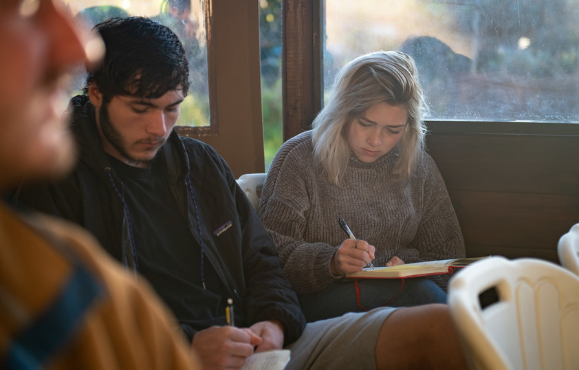 Students working in class
