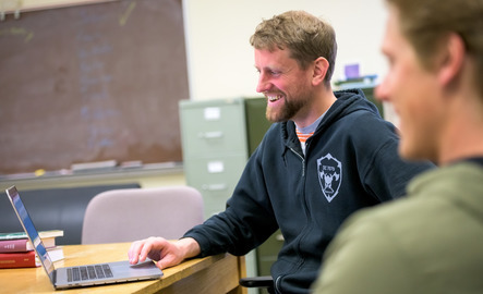 Student working on a laptop
