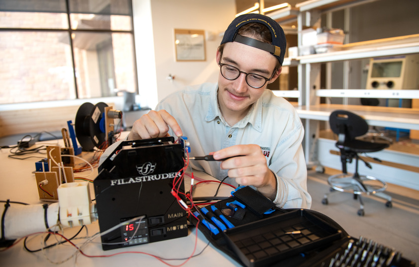 Student working on computer