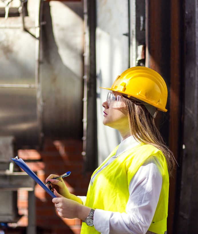 A construction manager looks on to a job site