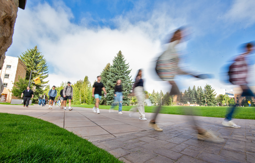 Students walking on campus