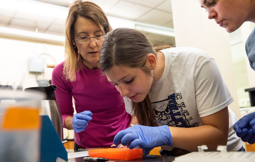 Professor helping student