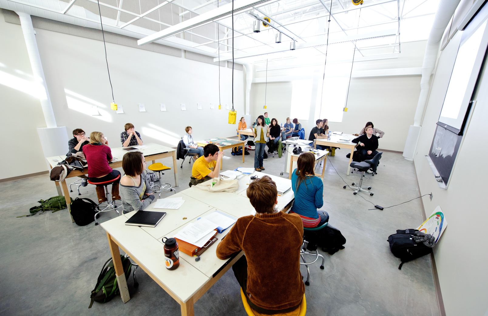 Students in class in the Visual Arts building