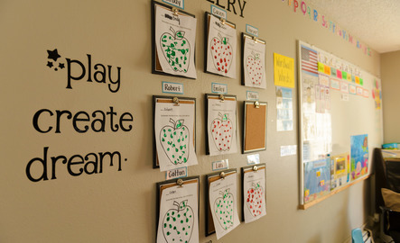 Posters hanging in a classroom