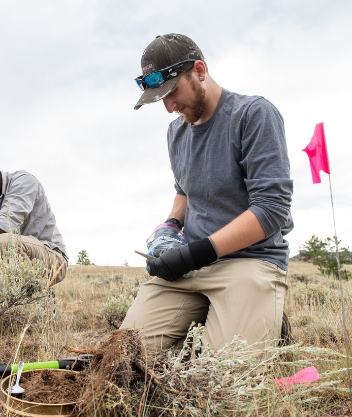 An ecology class out in the field